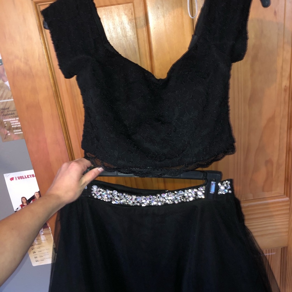 Black two piece prom dress worn once
